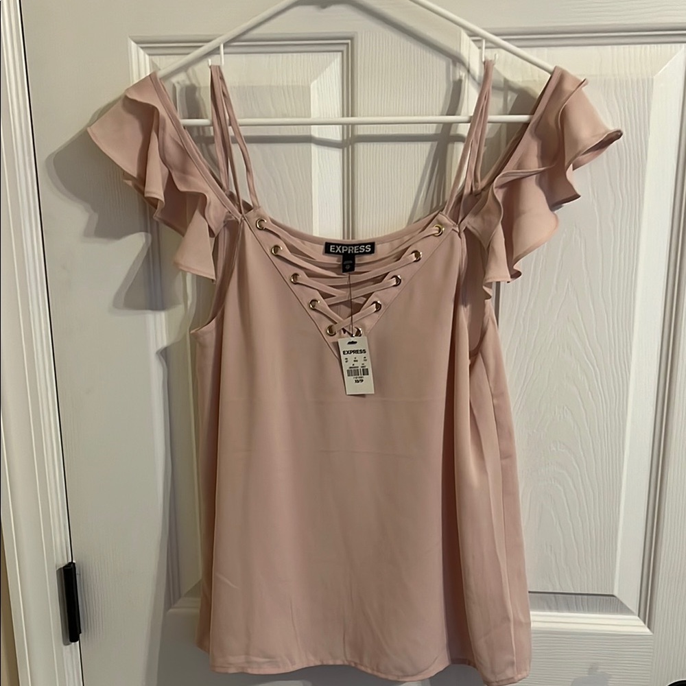 NWT Express Women's Blush Lace-Up Camisole